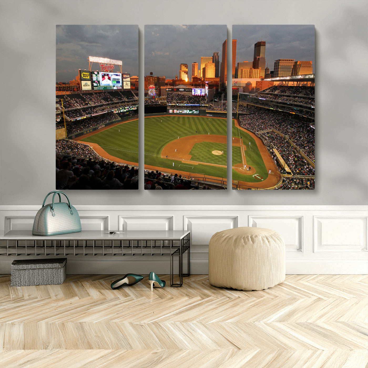MGV-CV-48X32-3P - Minnesota Twins Baseball Team Print - Minneapolis Target Field Stadium Wall Art Canvas Print