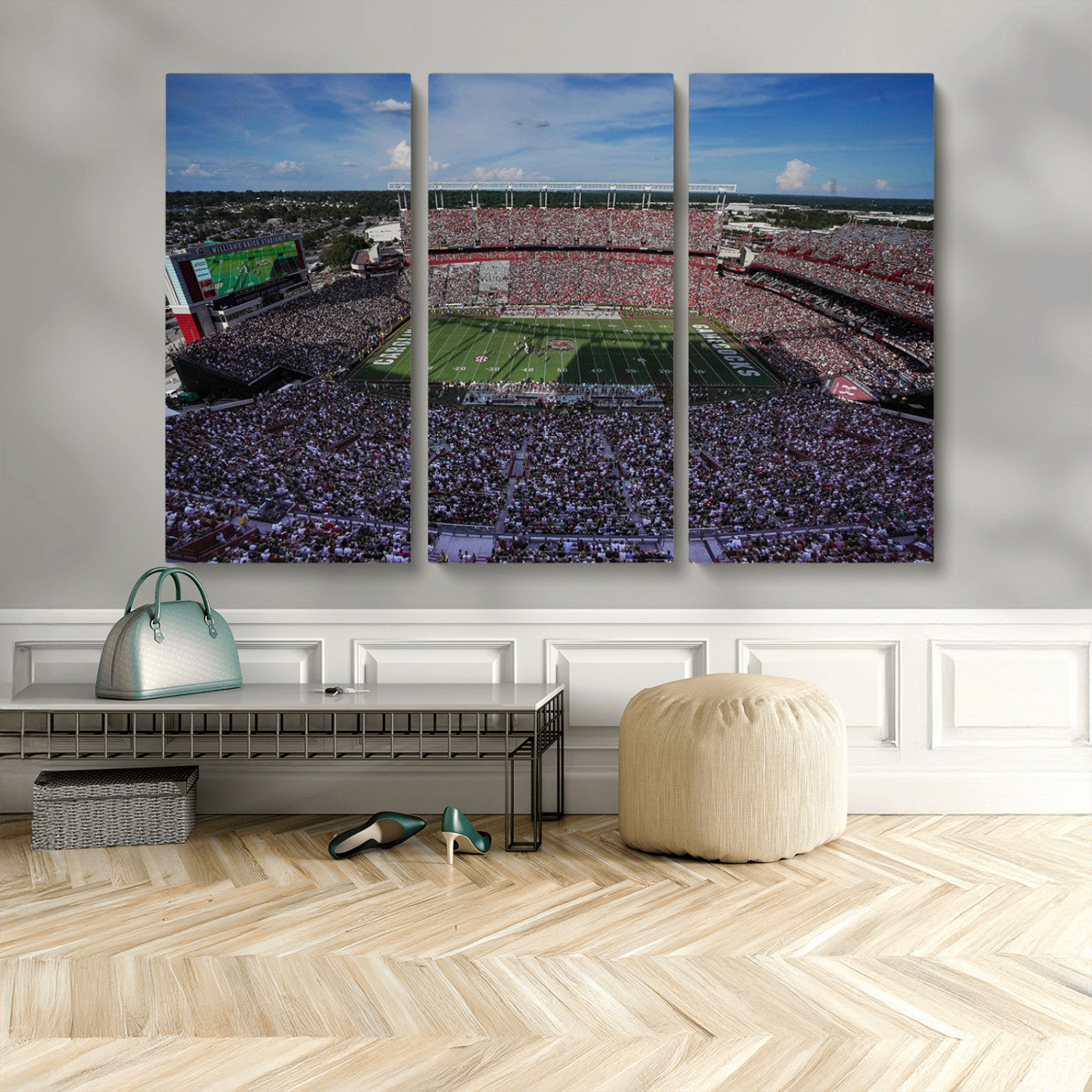 MGV-CV-48X32-3P - South Carolina Gamecocks Football Team Print - Columbia Williams-Brice Stadium Wall Art Canvas Print