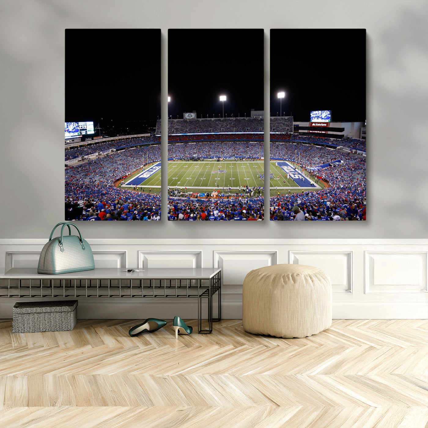 MGV-CV-48X32-3P - Buffalo Bills Wall Art - Buffalo Bills Stadium Canvas Print, Perfect Sports Decor for Living Rooms,