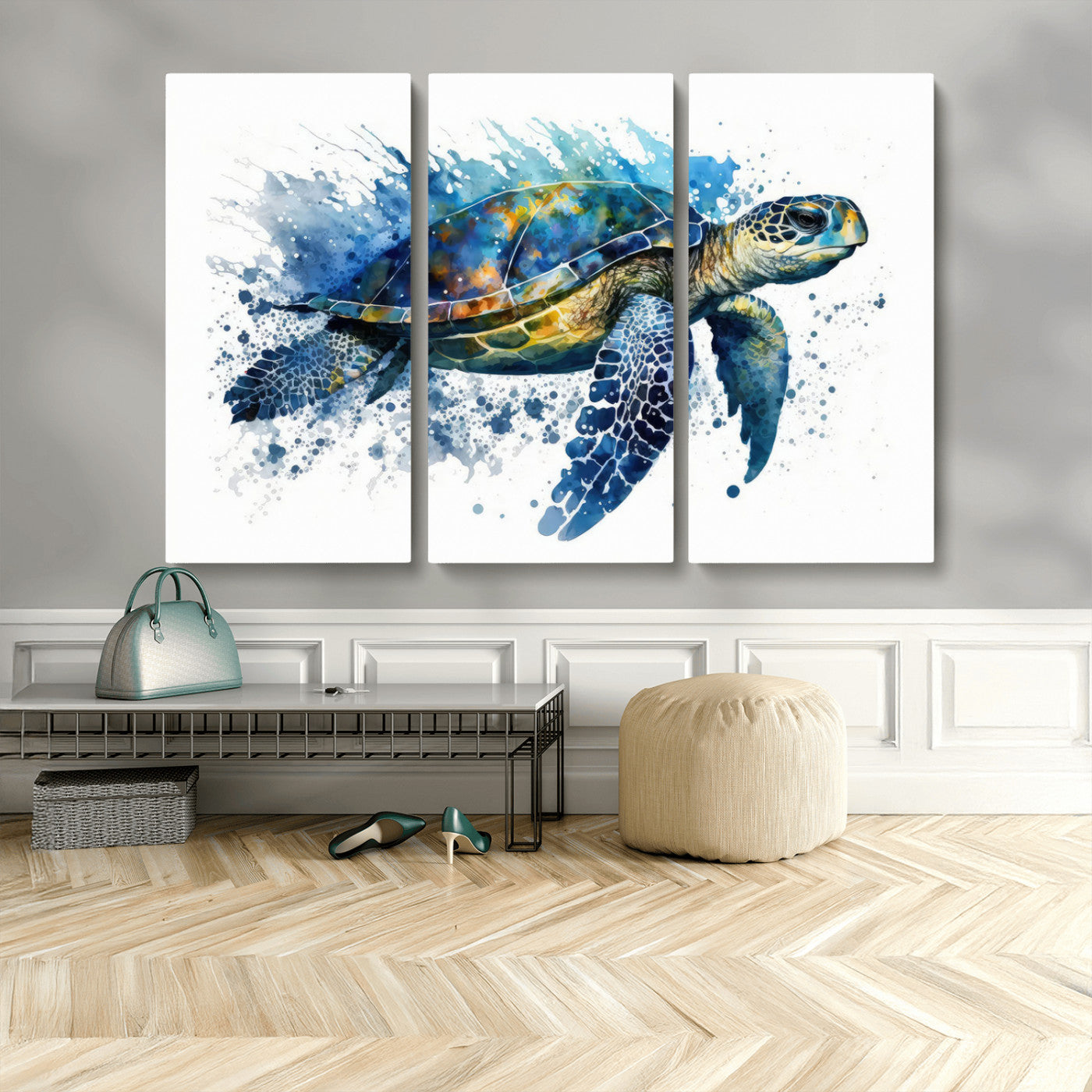 MGV-CV-48X32-3P - Watercolor Turtle Wall Art Canvas Print for Decoration