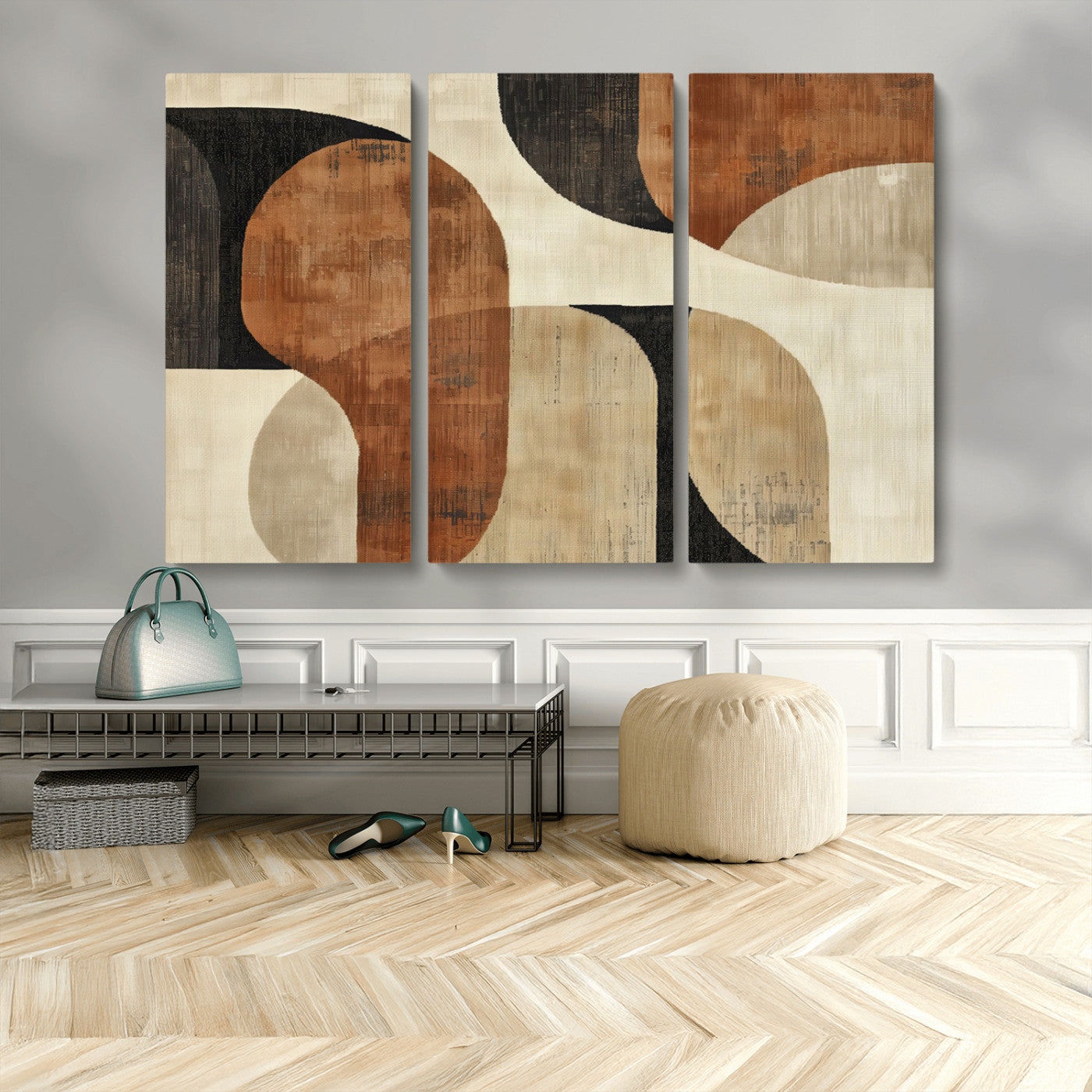 MGV-CV-48X32-3P - Wabi Sabi Abstract Wall Art Canvas Print | Large Minimalist Modern Geometric Wall Decor for Living