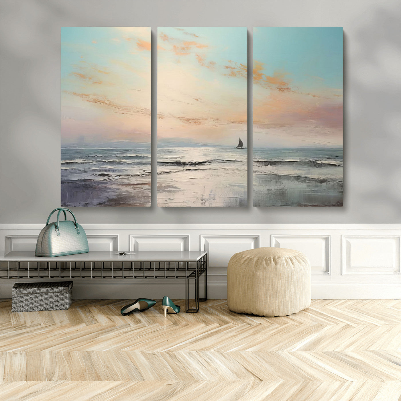 MGV-CV-48X32-3P - Abstract Ocean Wall Art -  Boat Wall Art Canvas Print