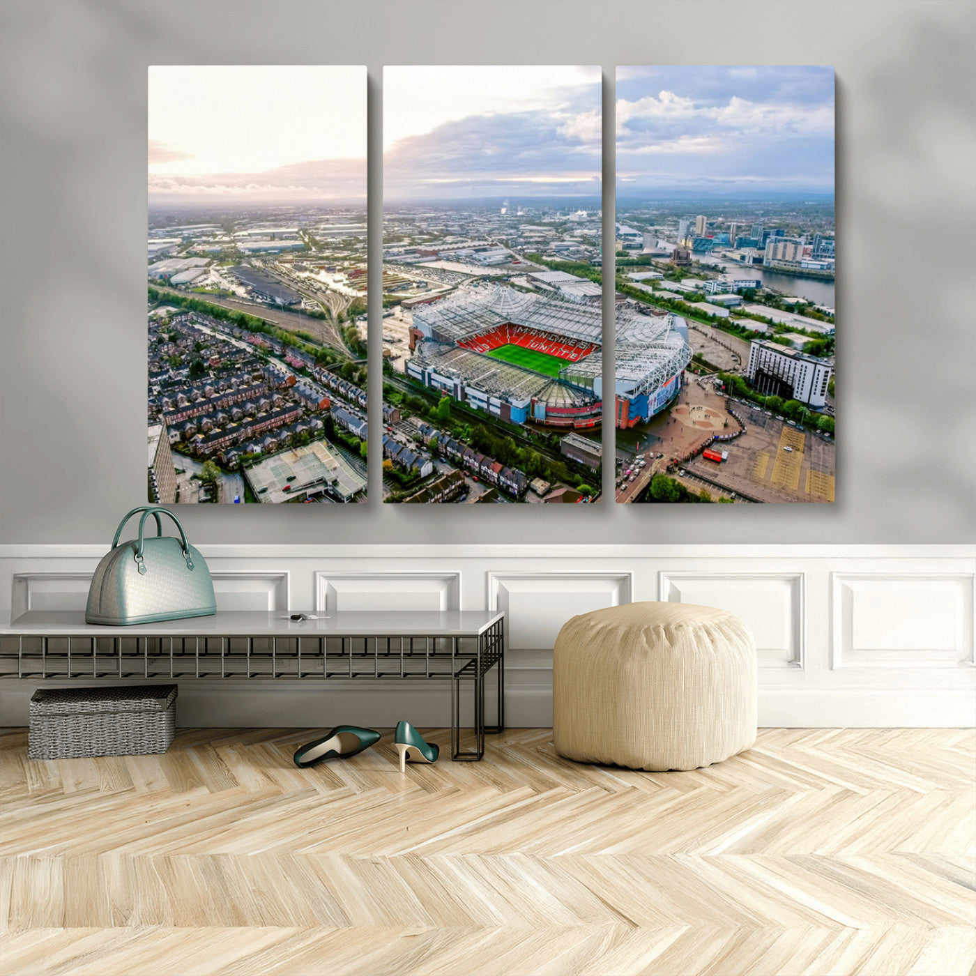 MGV-CV-48X32-3P - Old Trafford Manchester United Stadium Wall Art Canvas Print - Aerial View Stadium, Old Trafford