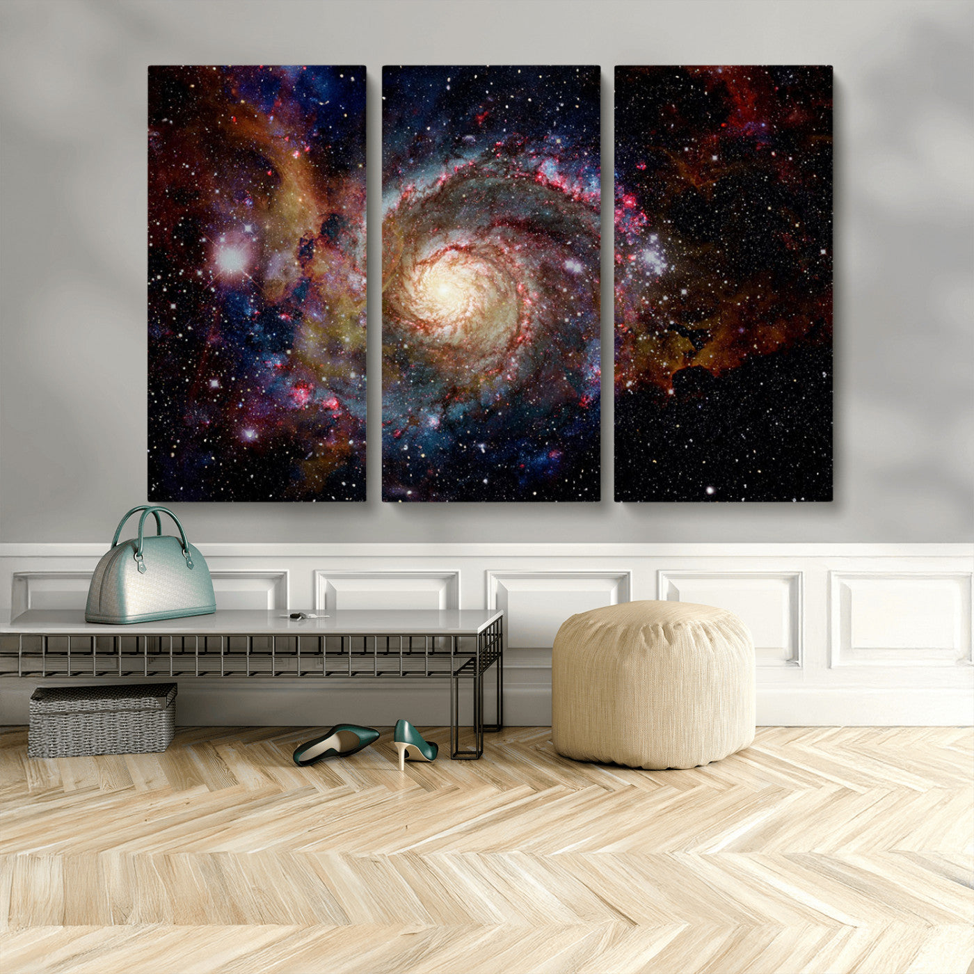 MGV-CV-48X32-3P - Nebula and Galaxies in Space Wall Art Canvas Print, Spiral Galaxy Wall Art Canvas Print
