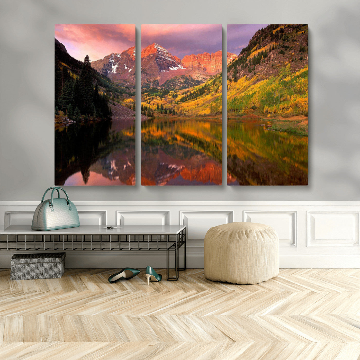 86946-MGV-CV-48X32-3P-Colorado Rockies Mountain Sunset Wall Art | Ready to Hang and Framed | Scenic Nature Landscape