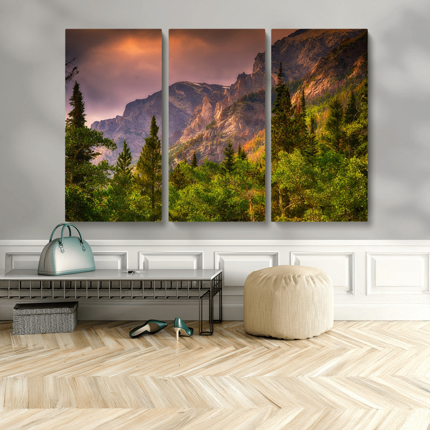 MGV-CV-48X32-3P - Colorado Rockies Mountains Wall Art Canvas Print | Ready to Hang  Framed Mountain Landscape