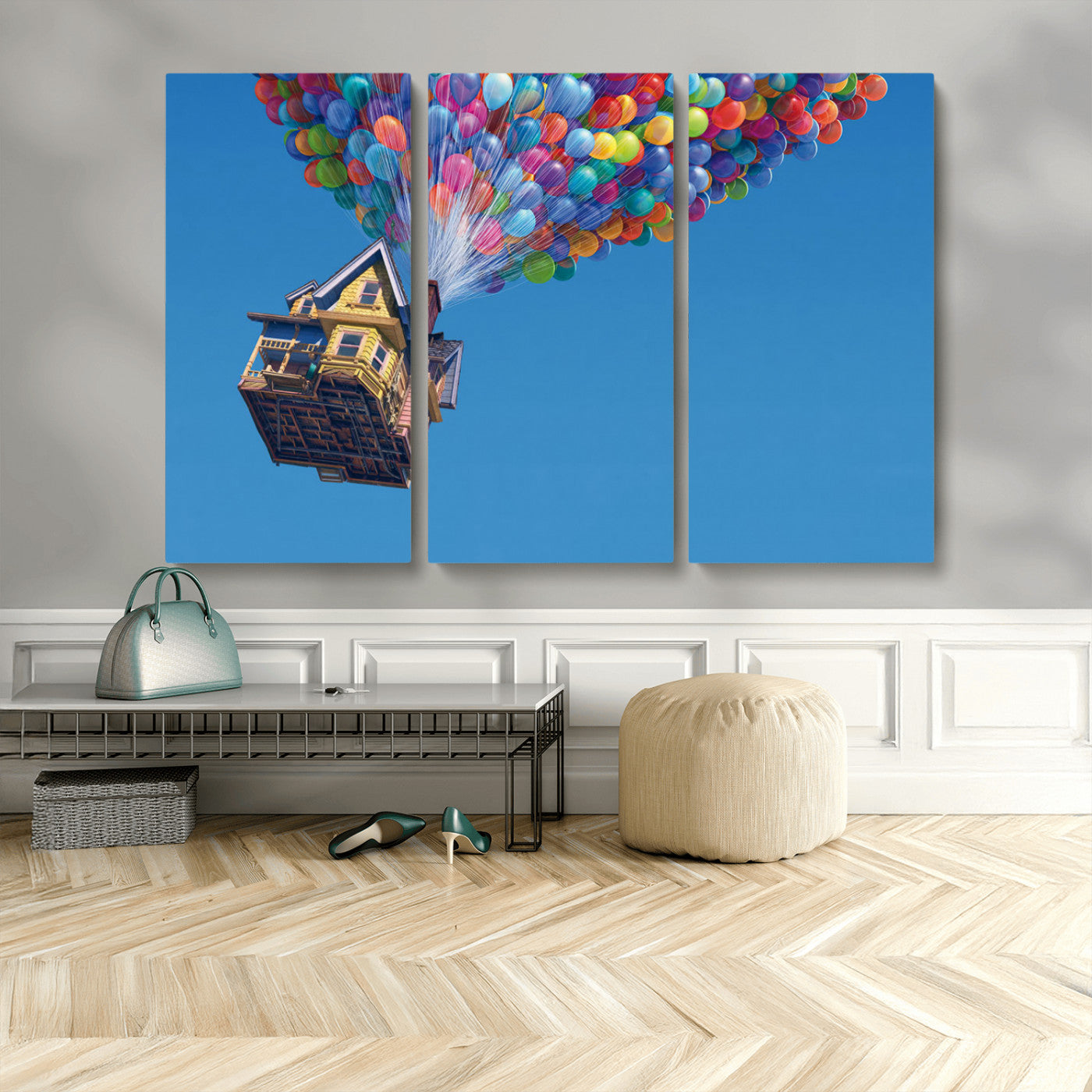MGV-CV-48X32-3P - Carl Fredricksen, Up Movie Wall Art, Balloons Wall Art, Air Balloons for Kids Room Print