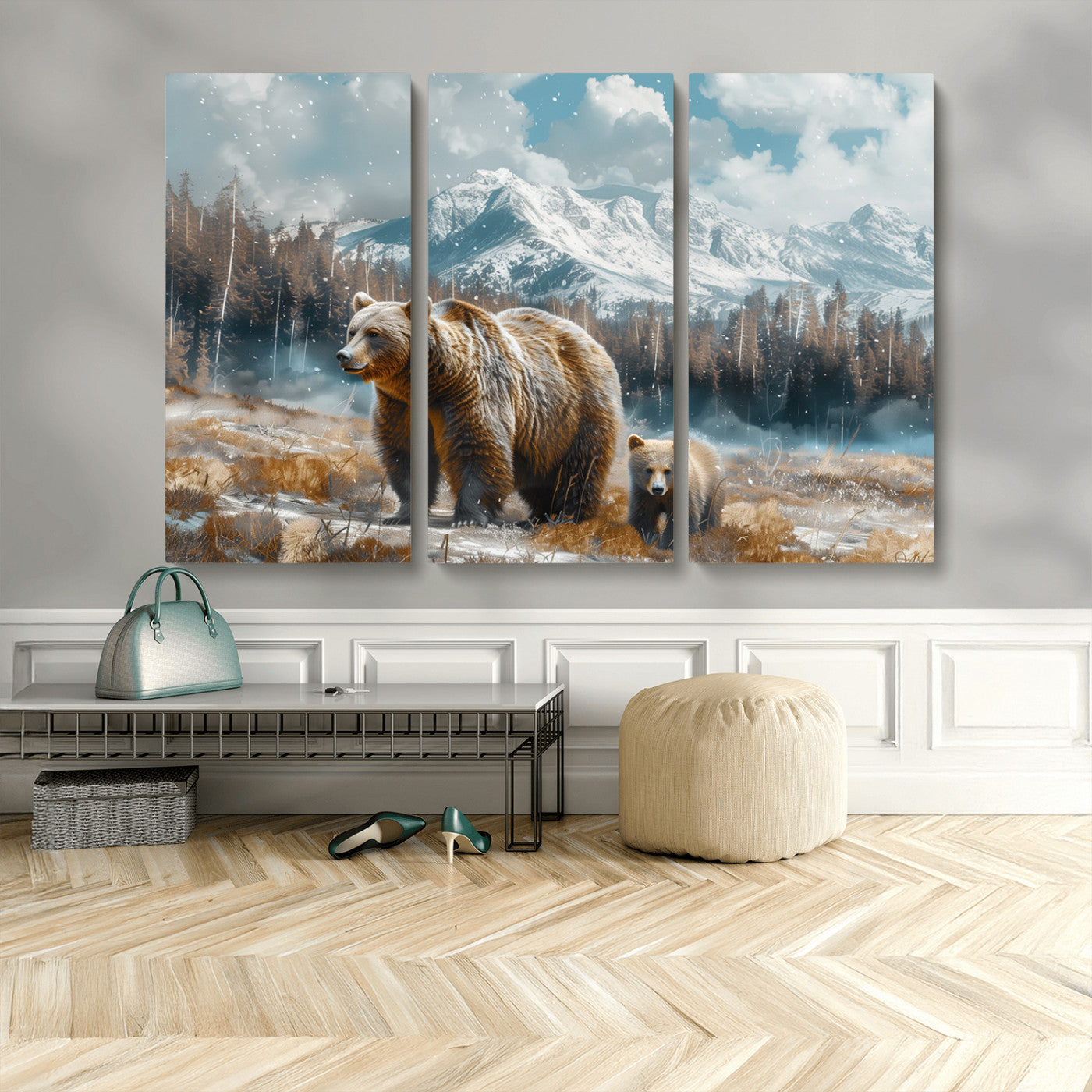 MGV-CV-48X32-3P - Bear and Baby Bear Wall Art Canvas Print