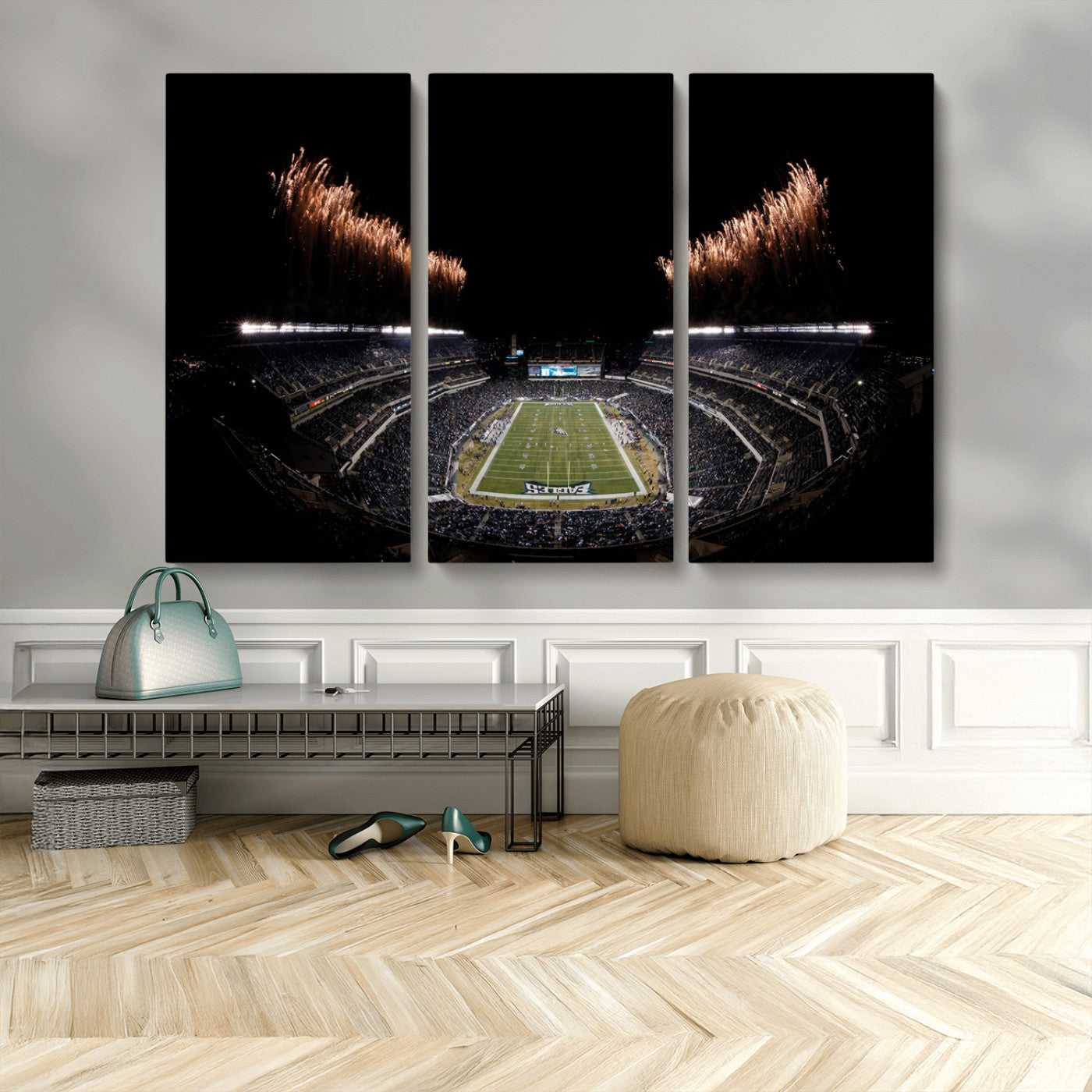 MGV-CV-48X32-3P - Eagles Field Stadium Wall Art | Philadelphia Eagles Football Team Print - Philadelphia Lincoln