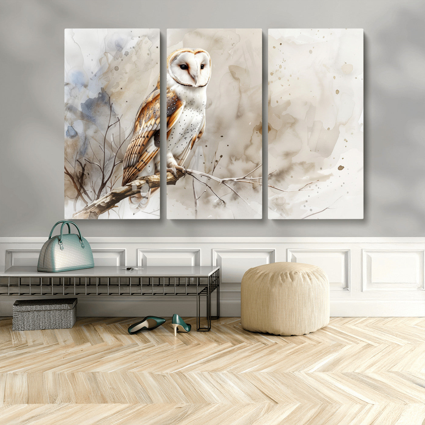 MGV-CV-48X32-3P - Barn Owl Wall Art | Watercolor Canvas Print | Perfect for Farmhouse Wall Decor | Ready to Hang