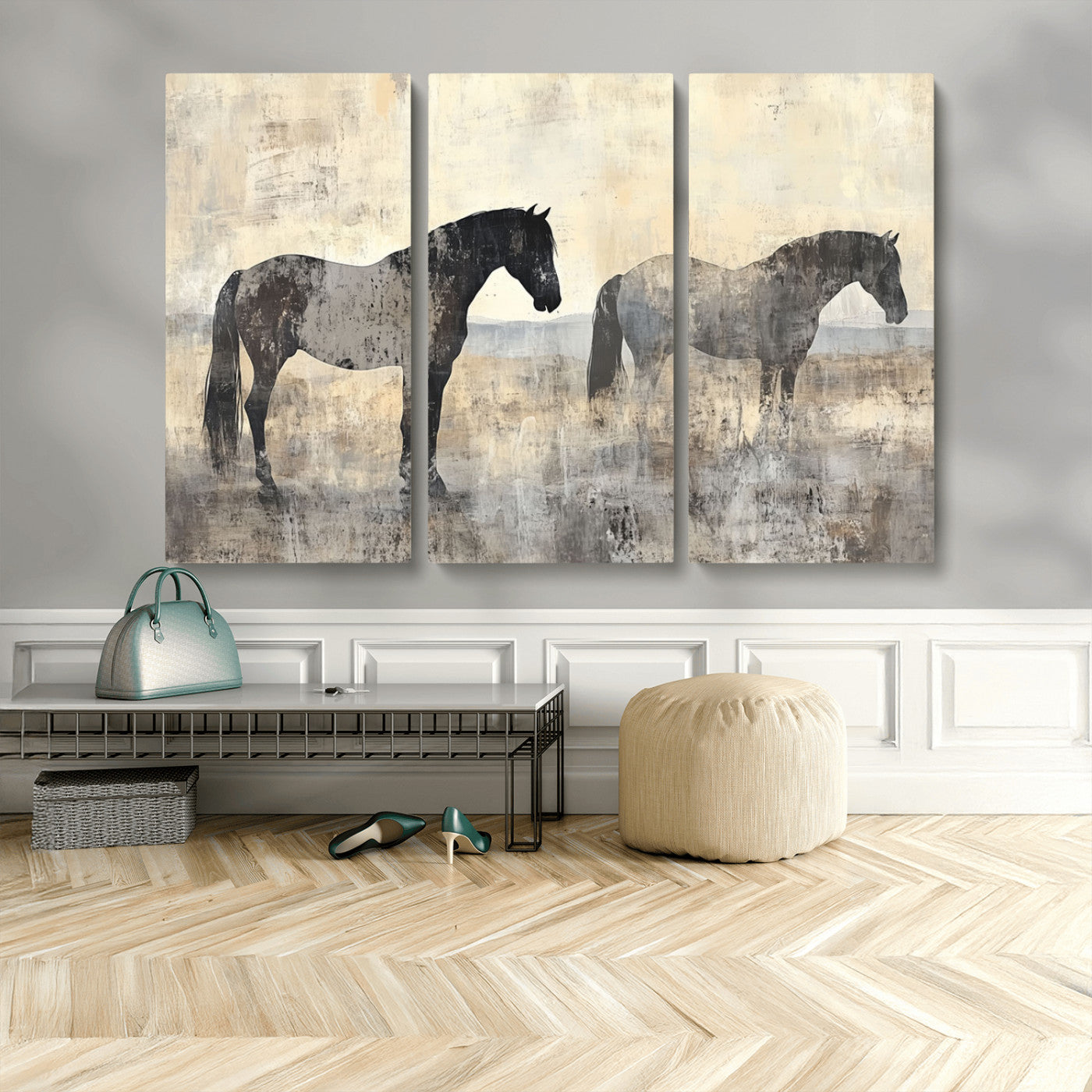 MGV-CV-48X32-3P - Vintage Horses Wall Art Canvas Print