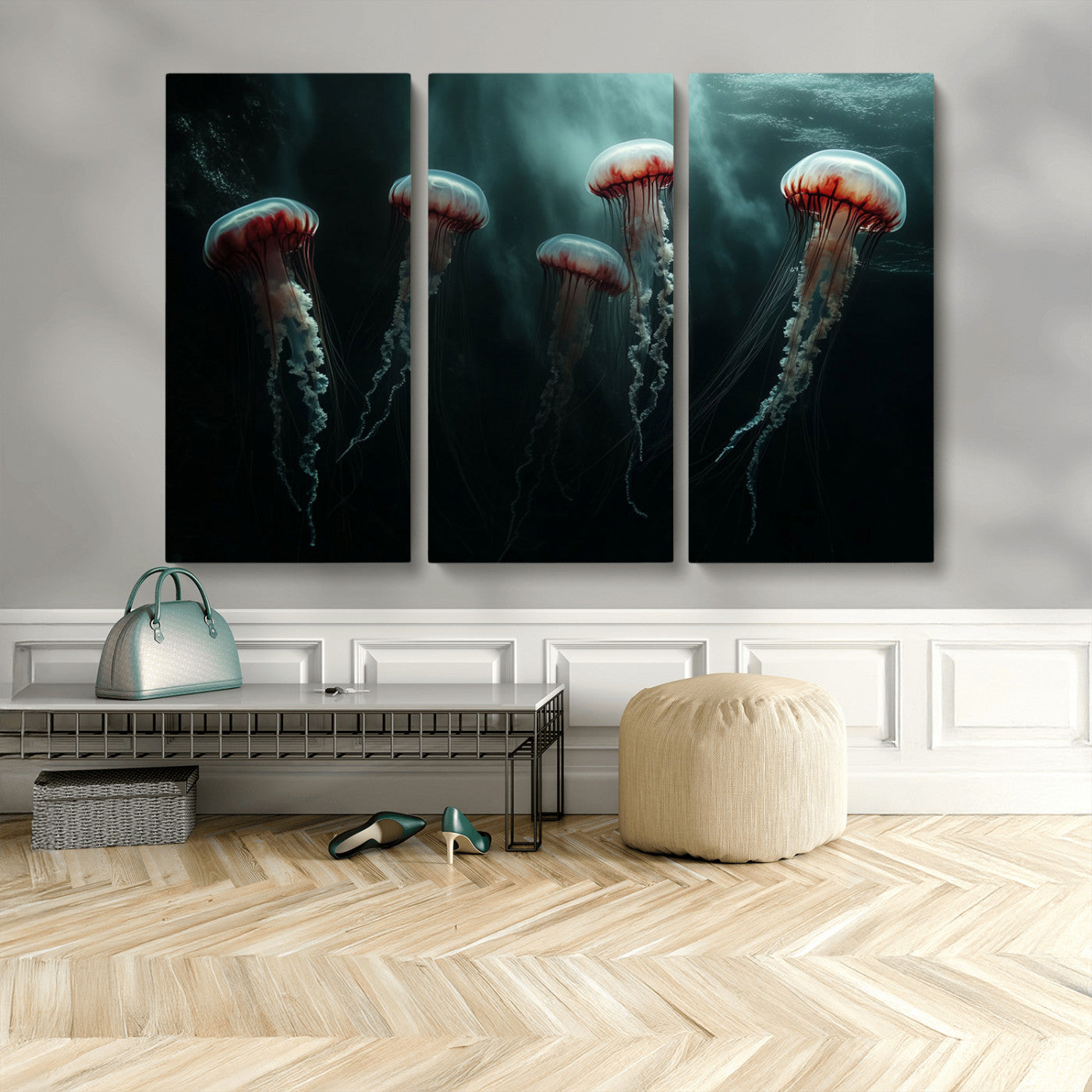 MGV-CV-48X32-3P - Abstract Jellyfish Wall Art Canvas Print