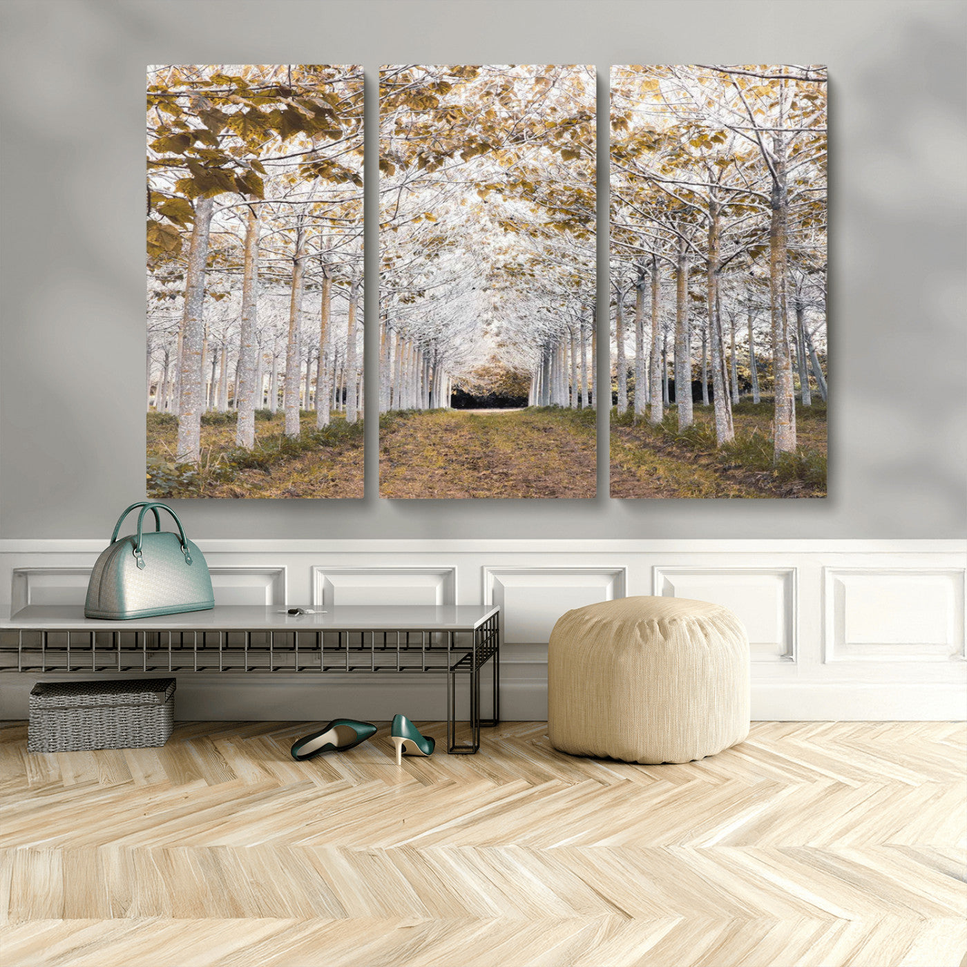 MGV-CV-48X32-3P - Forest Grove Wall Art | Serene Pathway Canvas Print | Ready to Hang and Framed Nature Wall Decor for