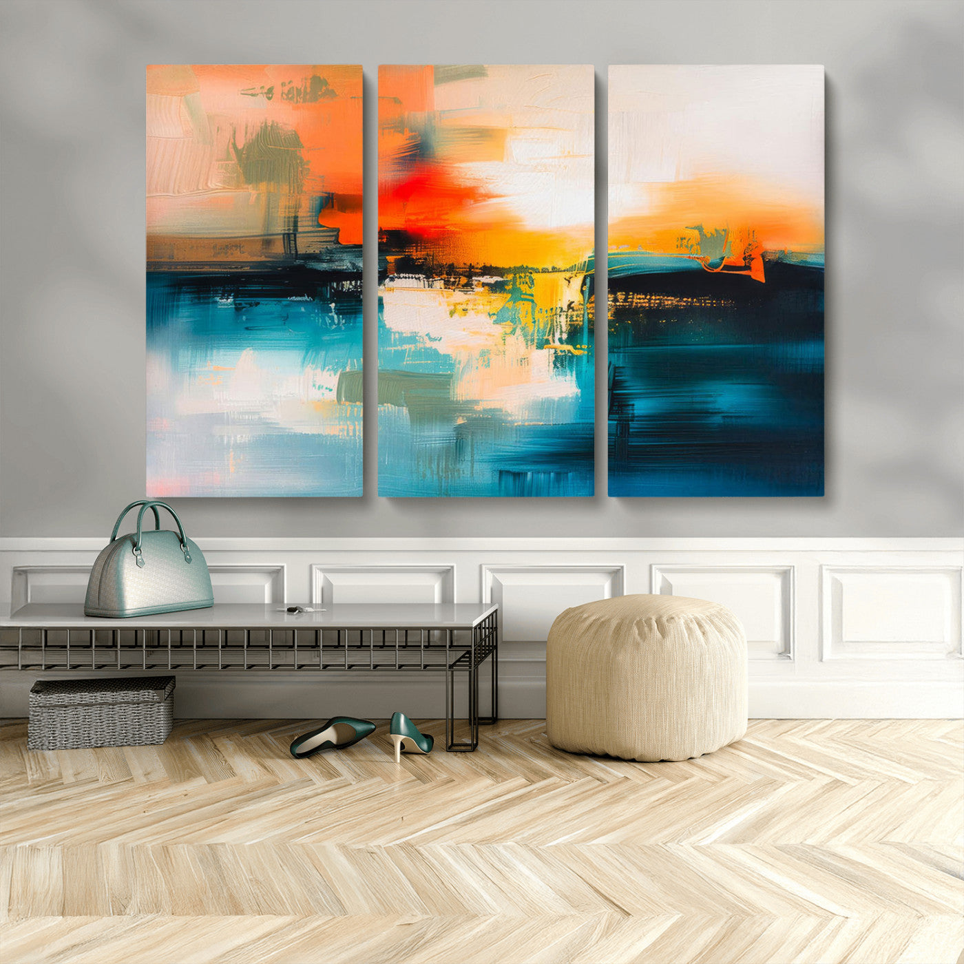 MGV-CV-48X32-3P - Colorful Abstract Wall Art | Bold Modern Canvas Print | Ready to Hang and Framed for Living Room or