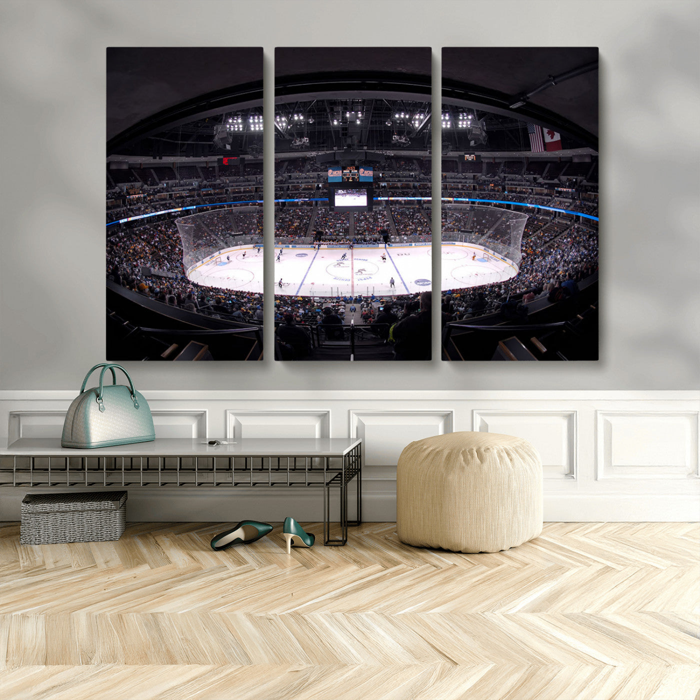 MGV-CV-48X32-3P - Ball Arena Denver Colorado Avalanche Hockey Team Wall Art Canvas Print - Denver Ice Hockey Stadium