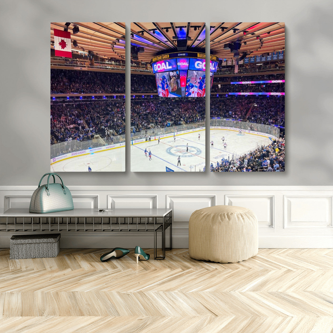 MGV-CV-48X32-3P - Madison New York Rangers Hockey Stadium Wall Art Canvas Print