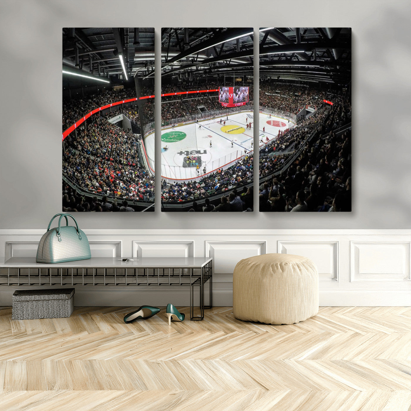 MGV-CV-48X32-3P - Vaudoise Lausanne Ice Hockey Arena Stadium Wall Art Canvas, Vaudoise Lausanne Ice Hockey Canvas