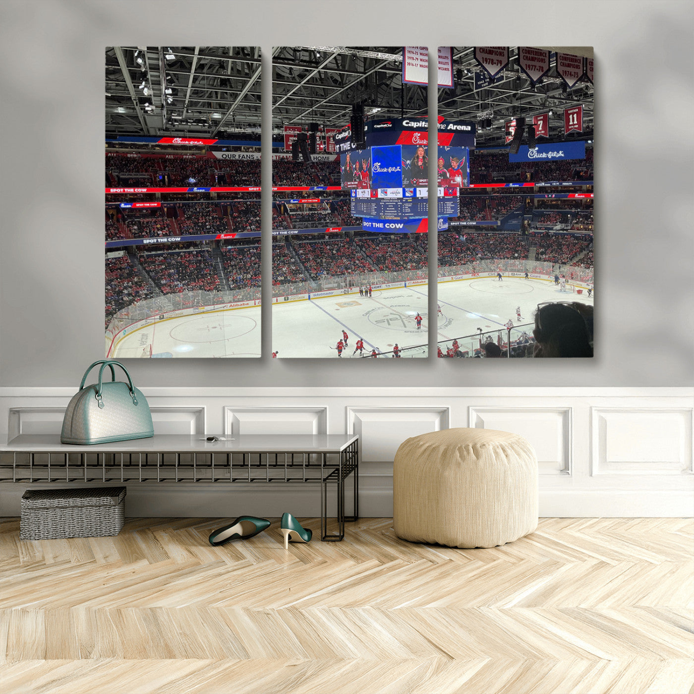 MGV-CV-48X32-3P - Washington Capitols New York Rangers Ice Hockey Game Stadium Wall Art Canvas Print