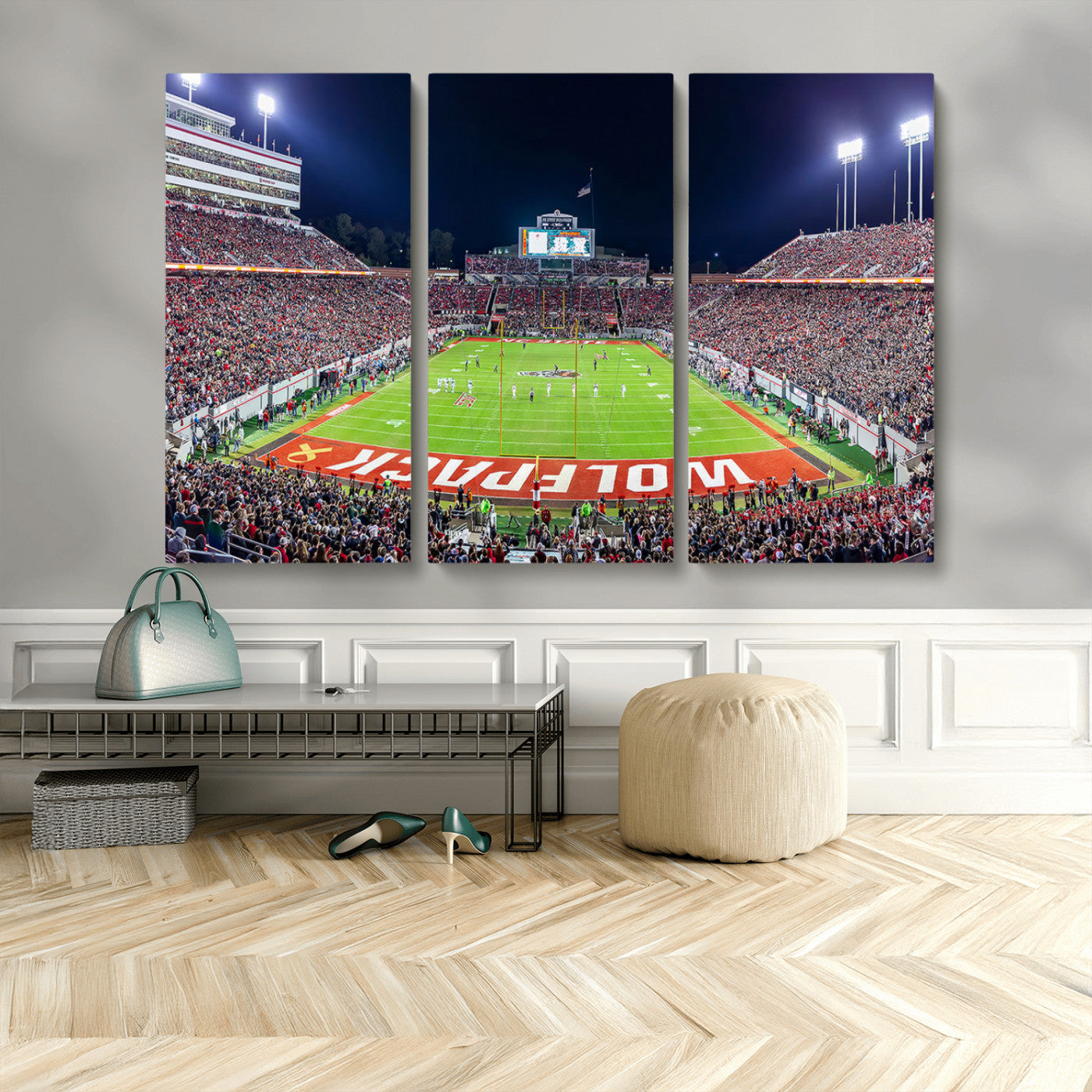 MGV-CV-48X32-3P - NC State Wolfpack Canvas Print - Raleigh Carter-Finley Stadium Wall Art, Football Team Canvas Print