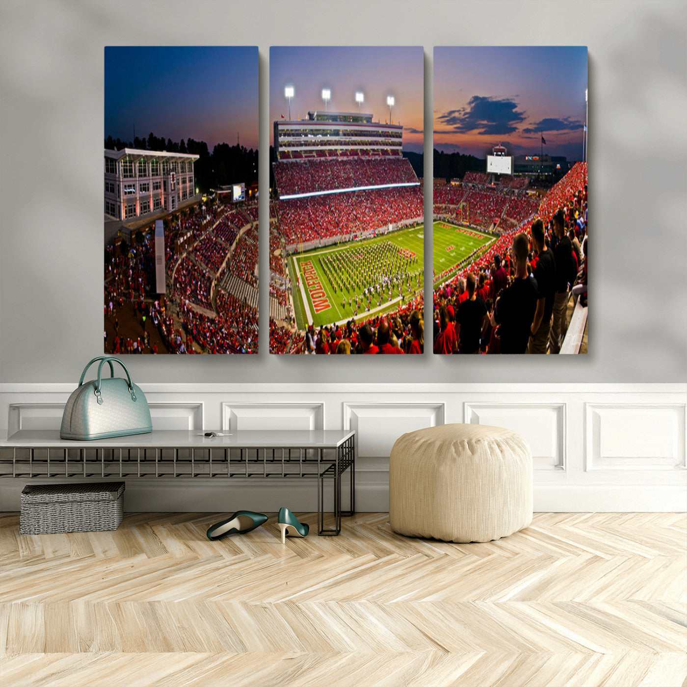 MGV-CV-48X32-3P - NC State Wolfpack Football Team Print - Raleigh Carter-Finley Stadium Wall Art Canvas Print