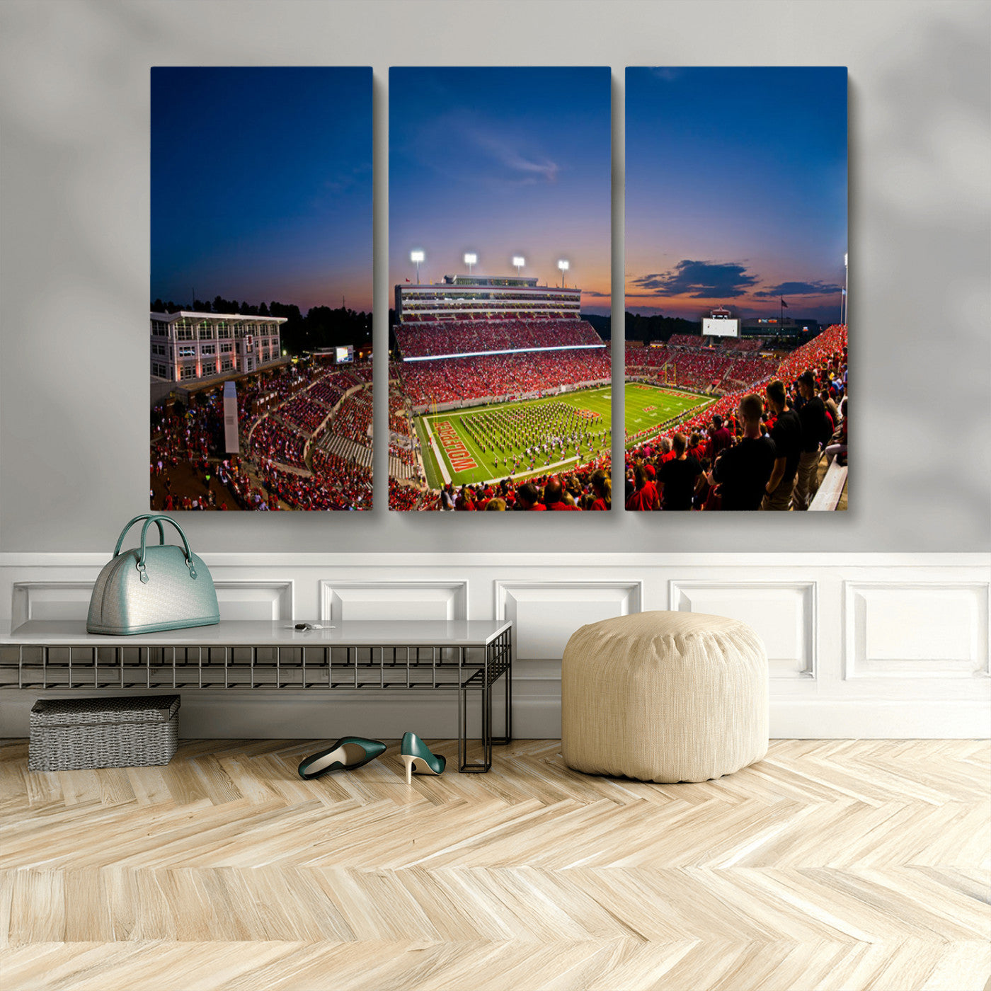 MGV-CV-48X32-3P - NC State Wolfpack Football Team Print - Raleigh Carter-Finley Stadium Wall Art Canvas Print