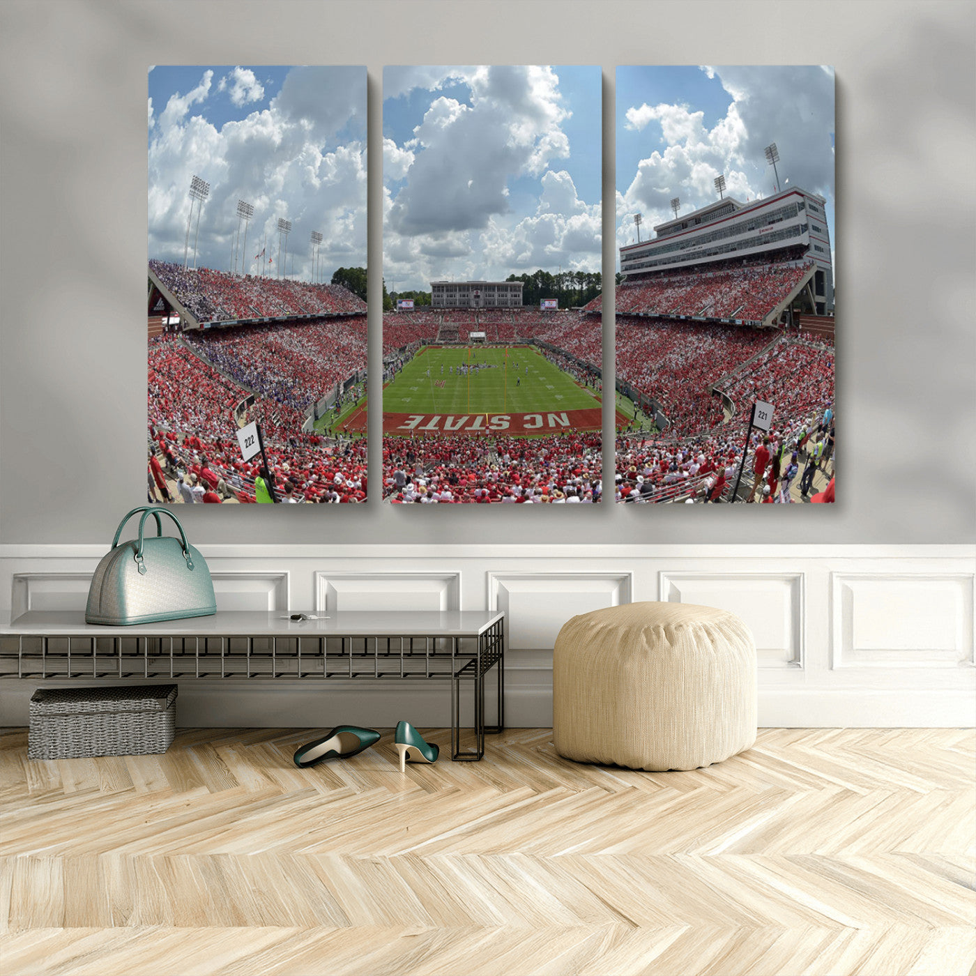 MGV-CV-48X32-3P - NC State Wolfpack Football Team Print Canvas- Raleigh Carter-Finley Stadium Wall Art Canvas Print