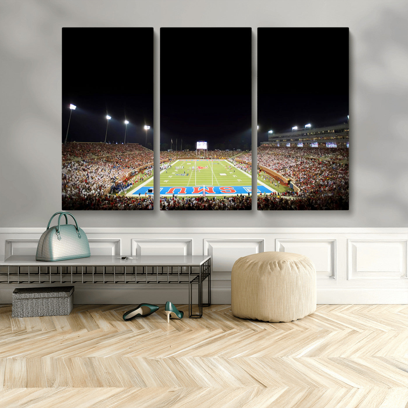 MGV-CV-48X32-3P - SMU Mustangs Football Team Print - Dallas Gerald J. Ford Stadium Wall Art Canvas Print