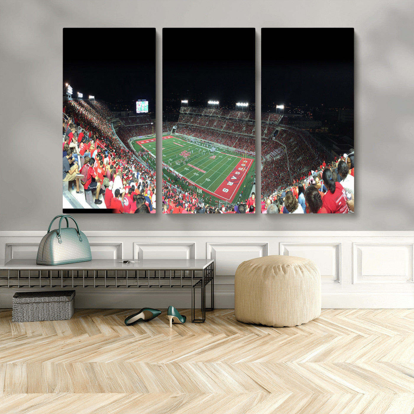 MGV-CV-48X32-3P - Houston Cougars Football Team Print - Houston TDECU Stadium Wall Art Canvas Print