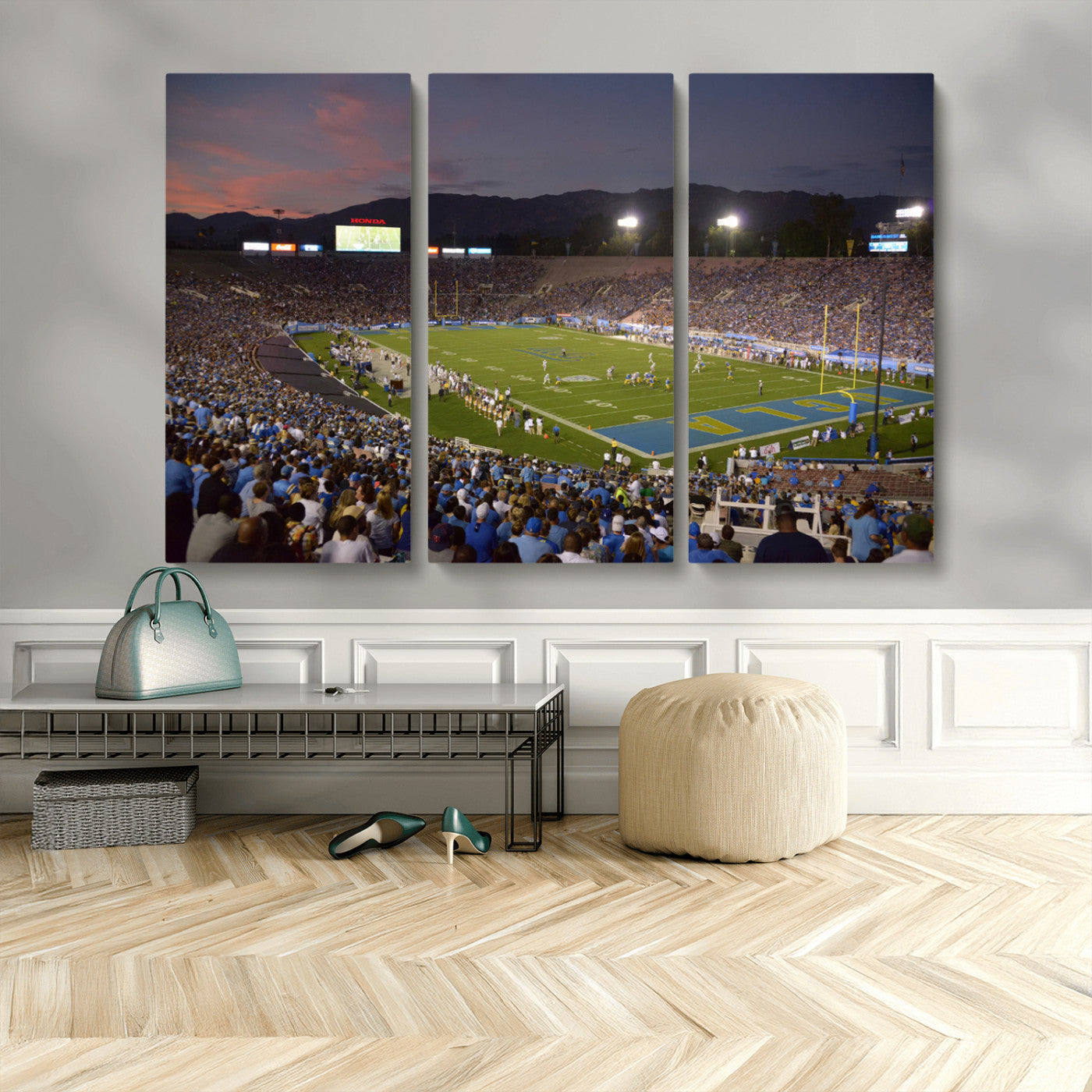 MGV-CV-48X32-3P - UCLA Bruins Football Team Print - Pasadena Rose Bowl Stadium Wall Art Canvas Print