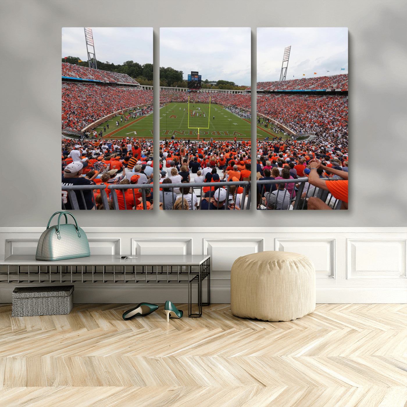 MGV-CV-48X32-3P - Virginia Cavaliers Football Team Print - Charlottesville Scott Stadium Print Wall Art Canvas