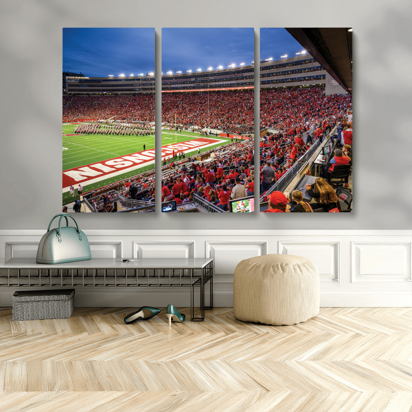 MGV-CV-48X32-3P - Wisconsin Badgers Football Team Print - Madison Camp Randall Stadium Wall Art, Wisconsin Badgers