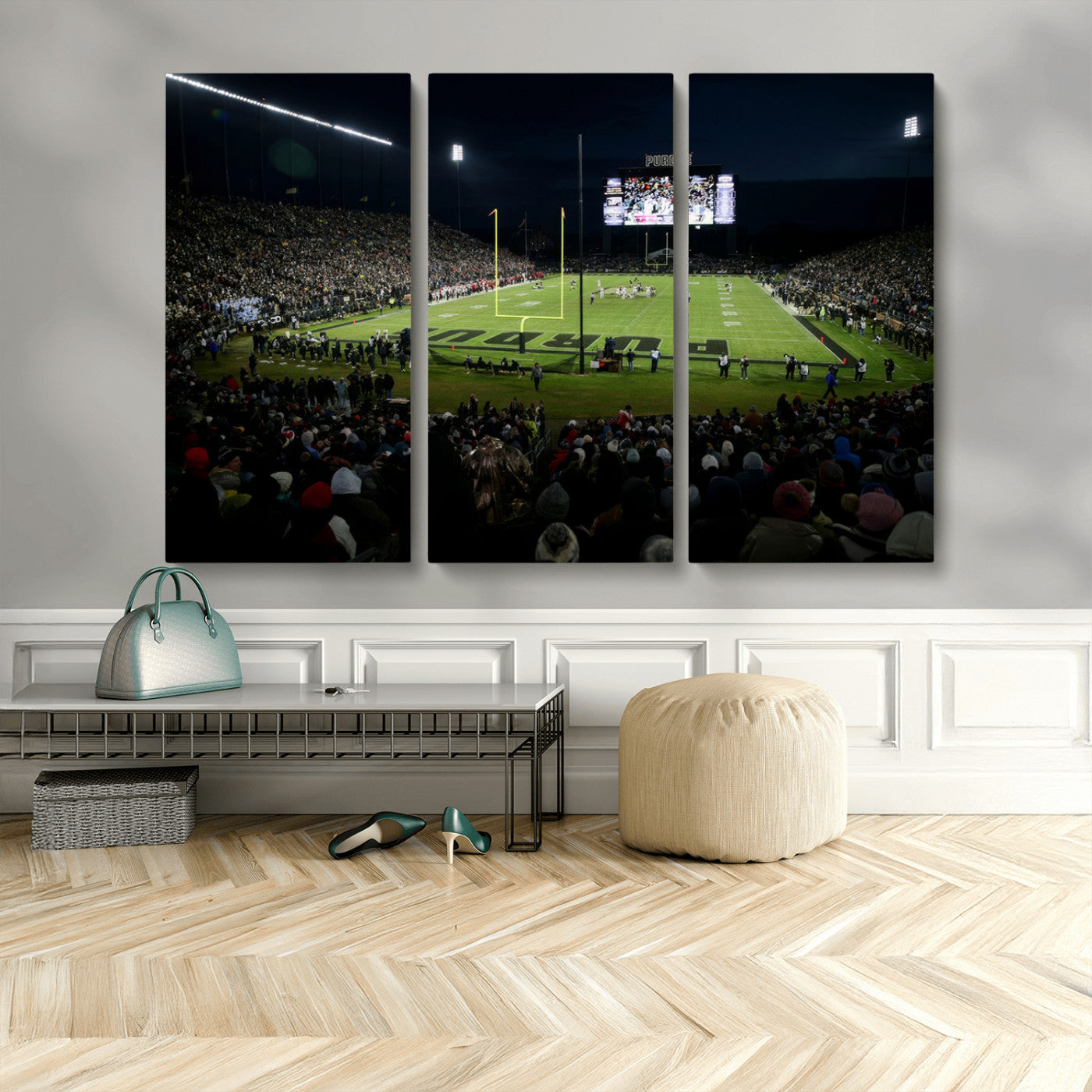 MGV-CV-48X32-3P - Purdue Boilermakers Football Team Print - West Lafayette Ross–Ade Stadium Wall Art Canvas Print