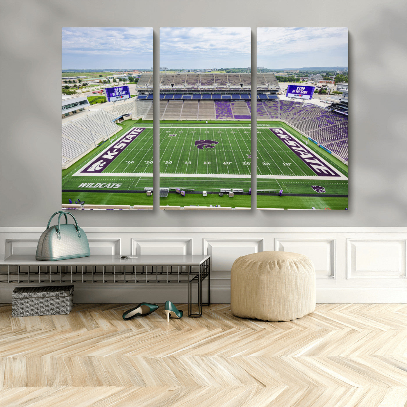 MGV-CV-48X32-3P - KState Wildcats Football Team Print - Manhattan Bill Snyder Family Football Stadium Wall Art Canvas