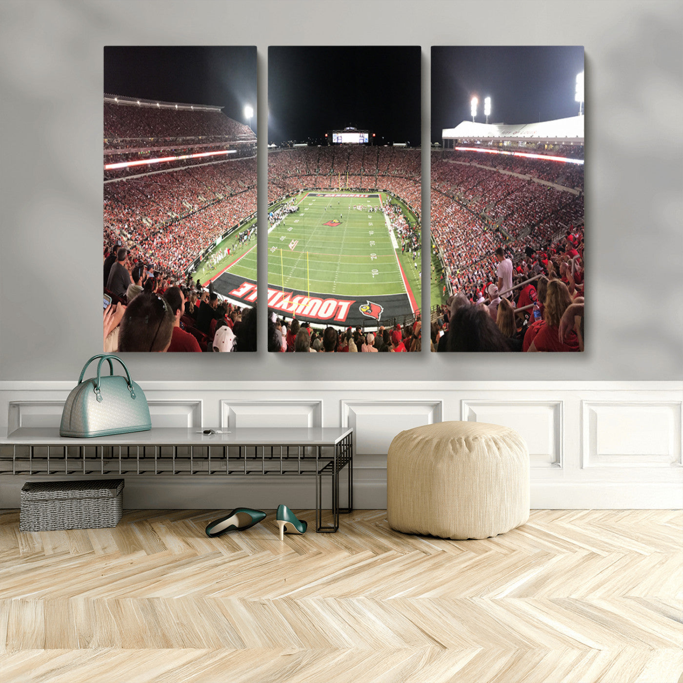 MGV-CV-48X32-3P - University of Louisville Cardinals Football Team Print - Louisville Cardinal Stadium Wall Art Canvas