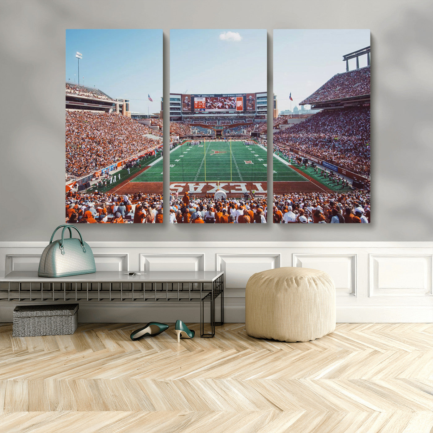 MGV-CV-48X32-3P - Framed Texas Memorial Stadium Canvas, University of Texas Longhorns Football Team Print - Austin