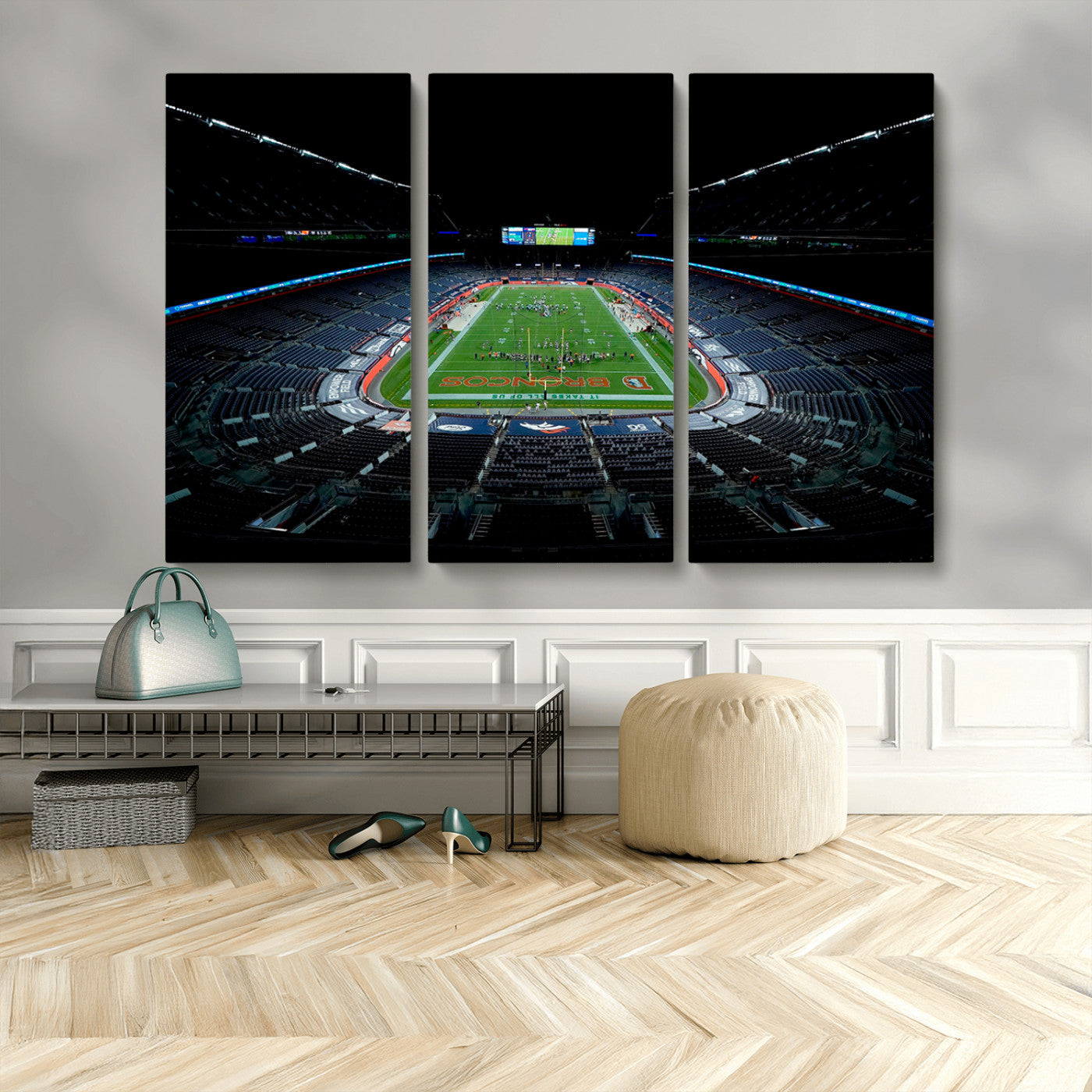 MGV-CV-48X32-3P - Denver Broncos Football Team Print Canvas- Denver Empower Field at Mile High Stadium Wall Art Canvas