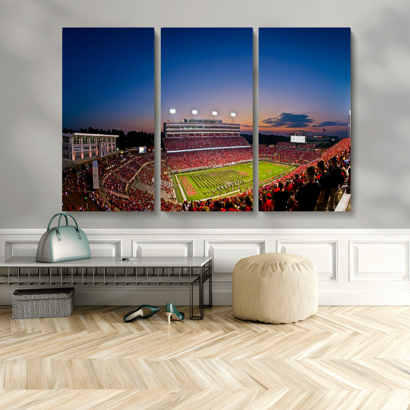 MGV-CV-48X32-3P - Wolfpack Football Team Wall Art Print - Raleigh Carter-Finley Stadium Wall Art Canvas Print