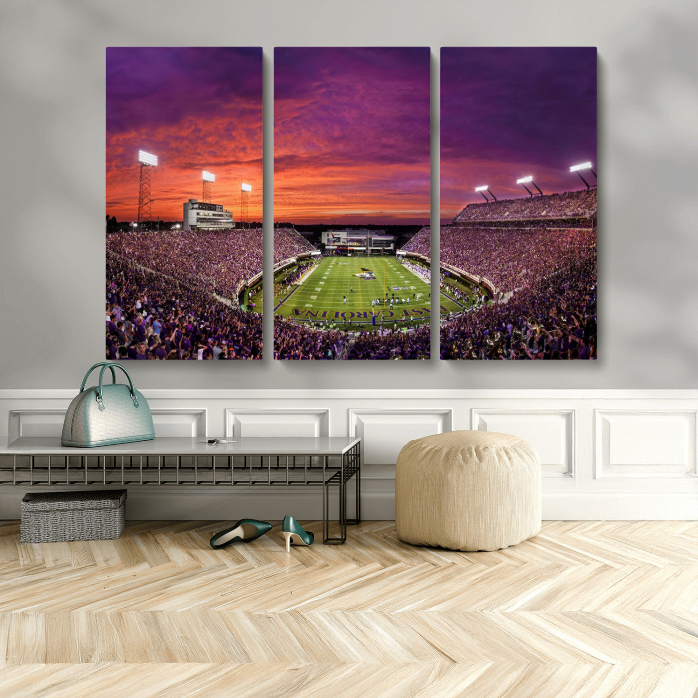 MGV-CV-48X32-3P - East Carolina University Pirates Football Print Canvas- Greenville Dowdy-Ficklen Stadium Wall Art