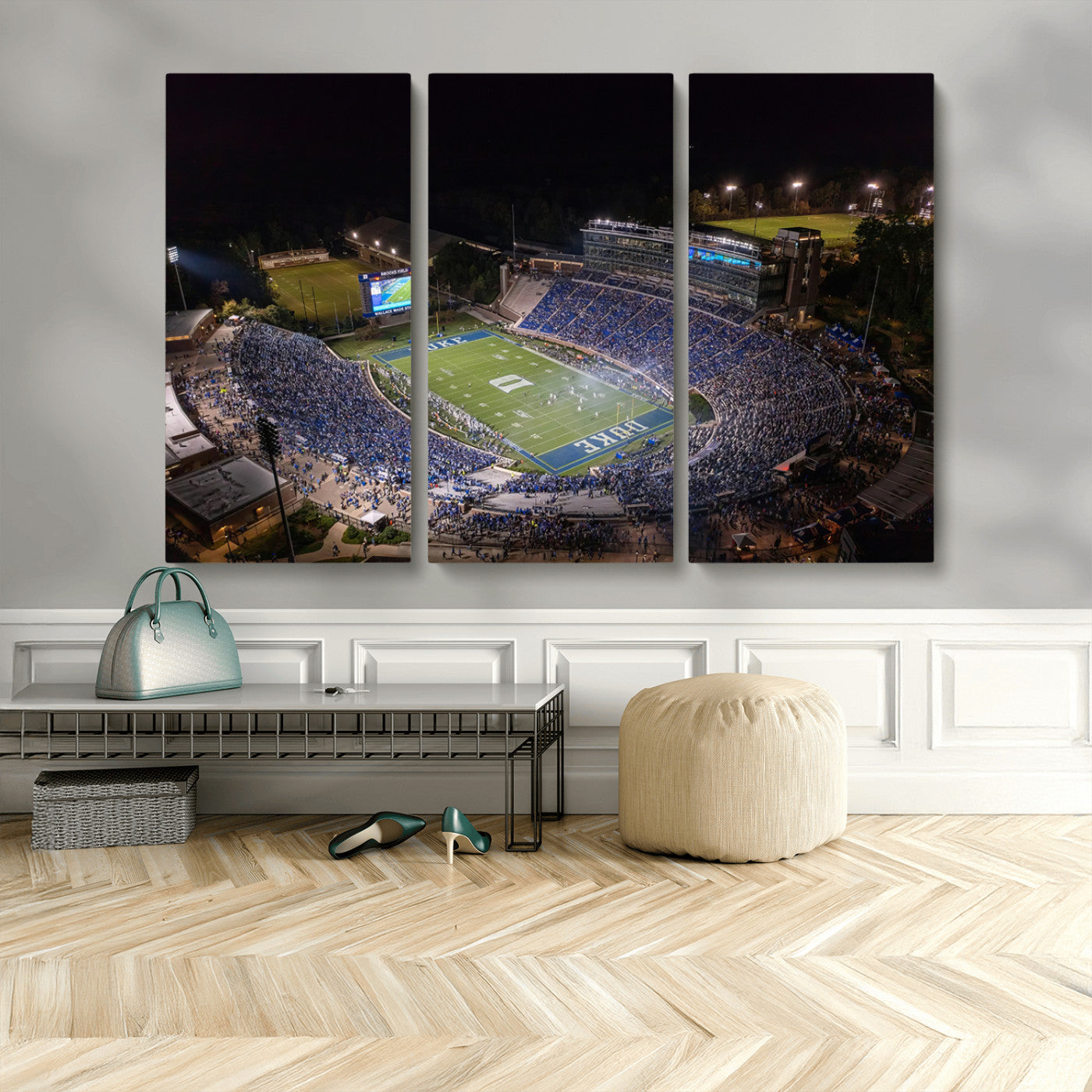 MGV-CV-48X32-3P - Duke University Blue Devils Football Print Canvas - Durham Wallace Wade Stadium Wall Art Canvas