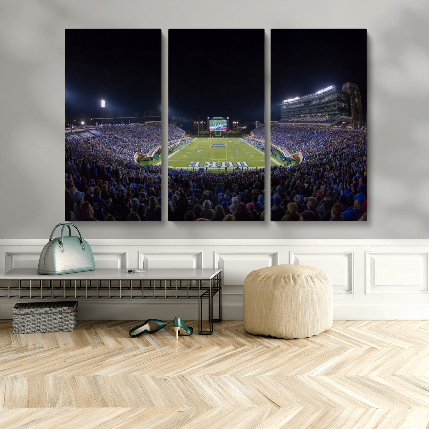 MGV-CV-48X32-3P - Duke University Blue Devils Football Team Print - Durham Wallace Wade Stadium Wall Art Canvas Print