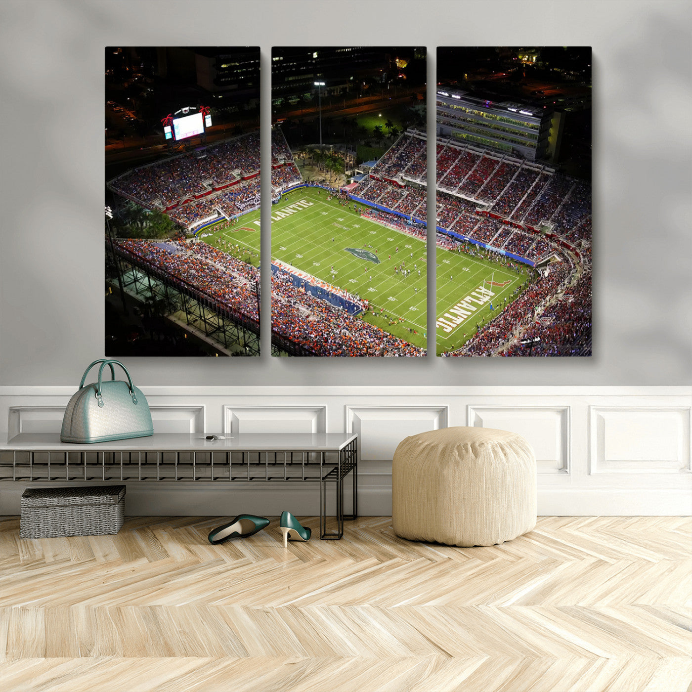 MGV-CV-48X32-3P - Florida Atlantic University Owls Canvas Print, Football Team Print - Boca Raton FAU Stadium Wall Art