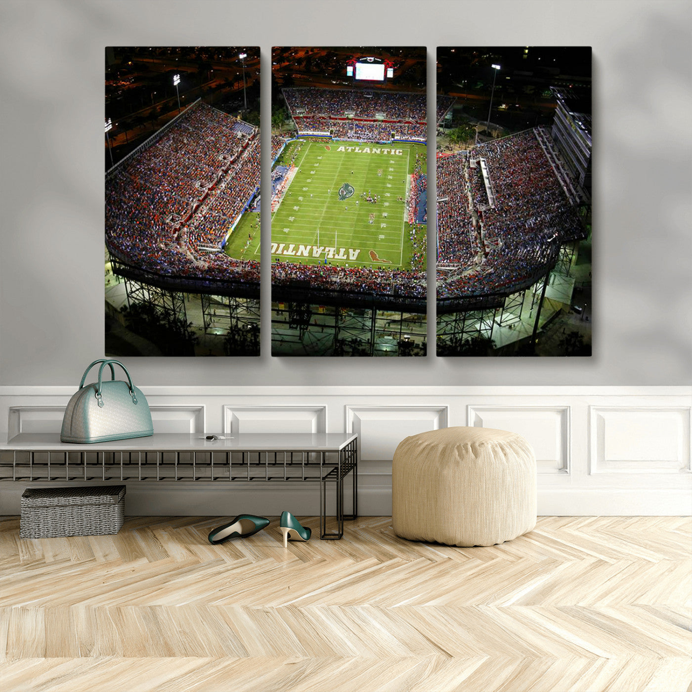MGV-CV-48X32-3P - Florida Atlantic University Owls Football Team Print - Boca Raton FAU Stadium Wall Art Canvas Print