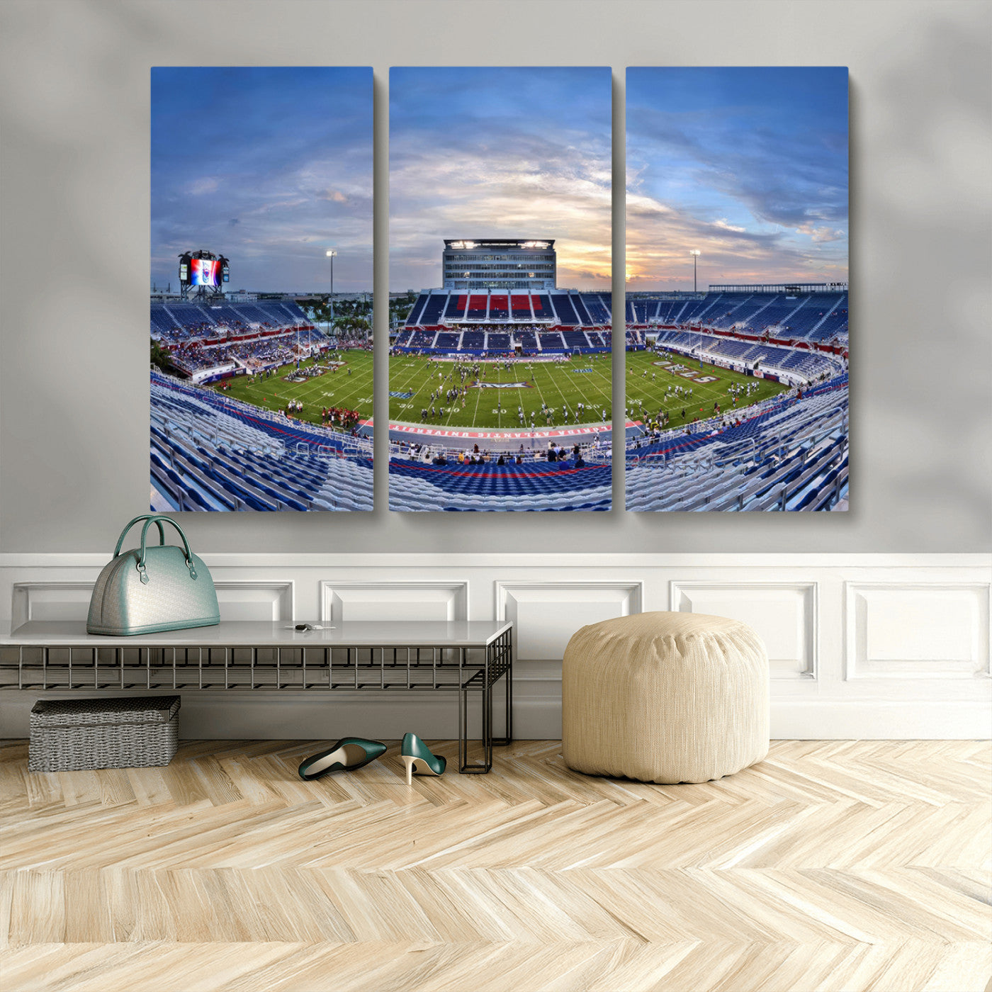 MGV-CV-48X32-3P - Florida Atlantic University Owls Football Team Print - Boca Raton FAU Stadium Wall Art Canvas Print