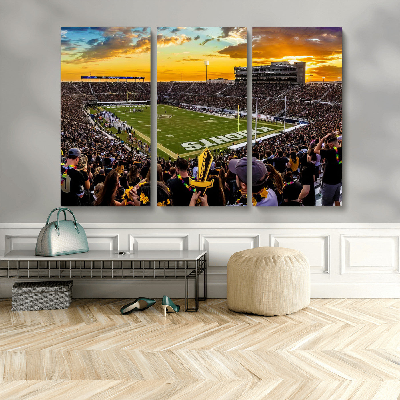 MGV-CV-48X32-3P - UCF Knights Football Team Print - Orlando FBC Mortgage Stadium, UCF Knights Wall Art Canvas Print