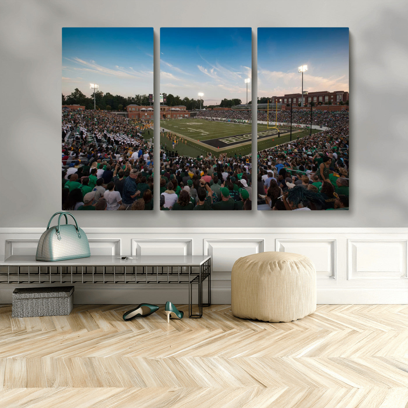 MGV-CV-48X32-3P - University of Charlotte 49ers Football Team Print - Charlotte Jerry Richardson Stadium Wall Art