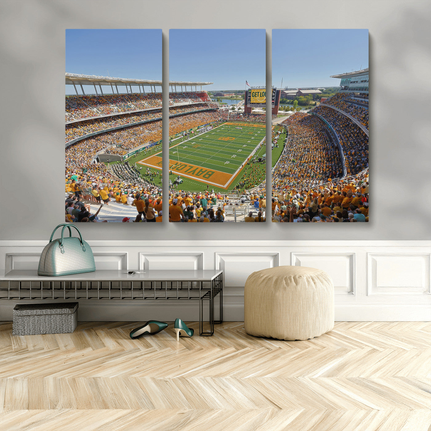 MGV-CV-48X32-3P - Baylor University Bears Football Team Print - Waco McLane Stadium Wall Art Canvas Print