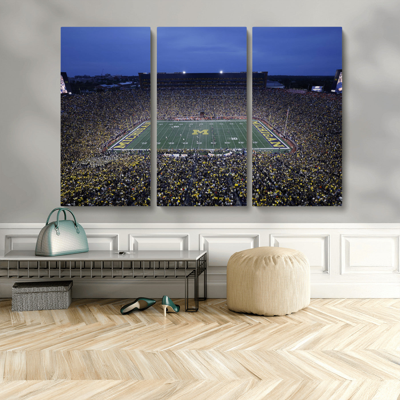 MGV-CV-48X32-3P - University of Michigan Wolverines Football Team Print - Ann Arbor Michigan Stadium Wall Art Canvas