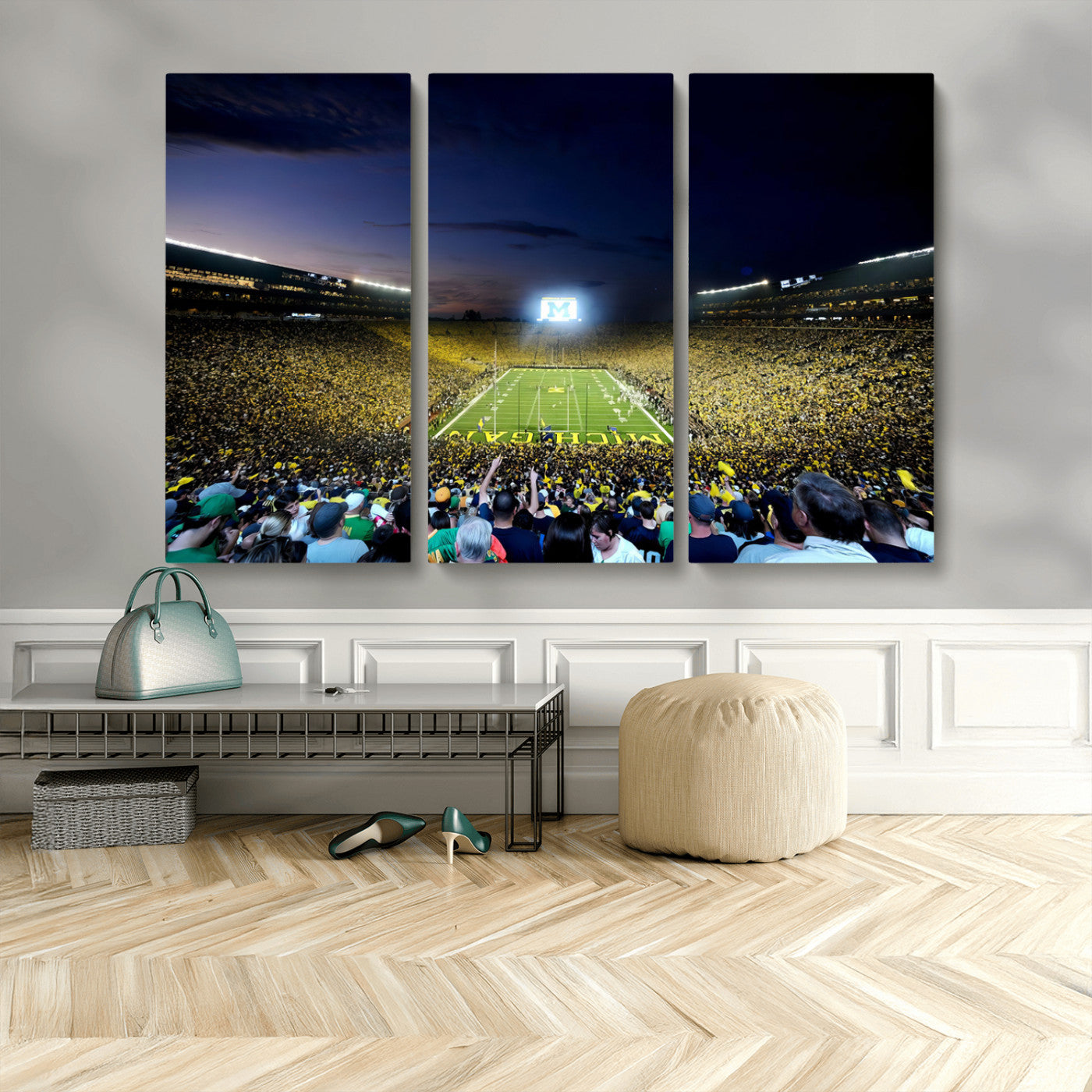 MGV-CV-48X32-3P - University of Michigan Wolverines Football Team Print - Ann Arbor Michigan Stadium Canvas Print
