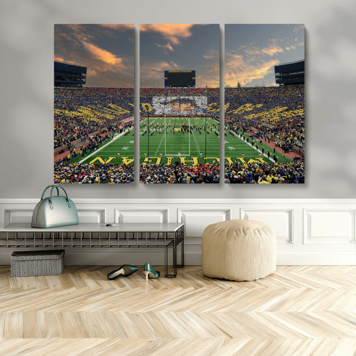 MGV-CV-48X32-3P - University of Michigan Wolverines Print Canvas, Football Team Print - Ann Arbor Michigan Stadium