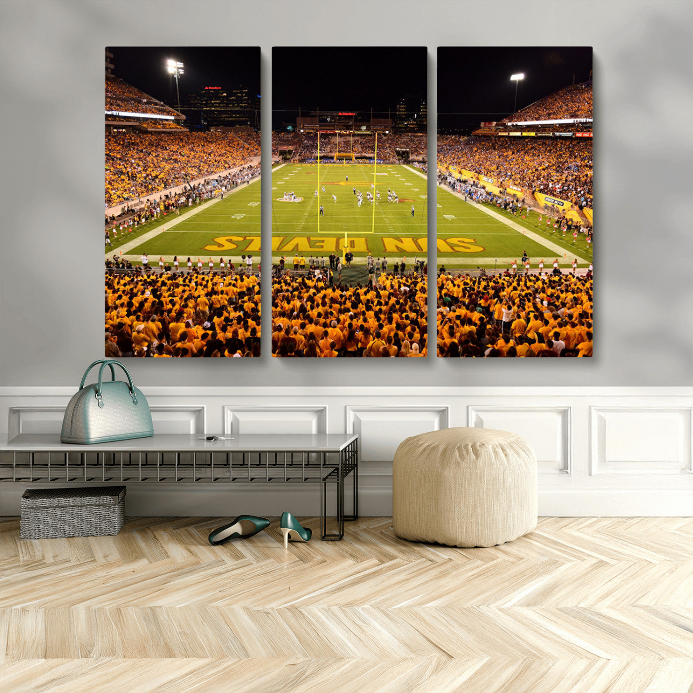 MGV-CV-48X32-3P - ASU Sun Devils Football Team Print - Phoenix Mountain America Stadium Wall Art Canvas Print